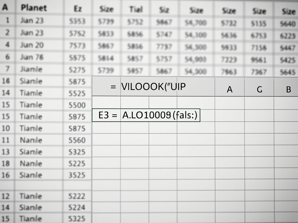 EXCEL – USE  VLOOKUP TO GET SIZE OF&nbsp;PLANET