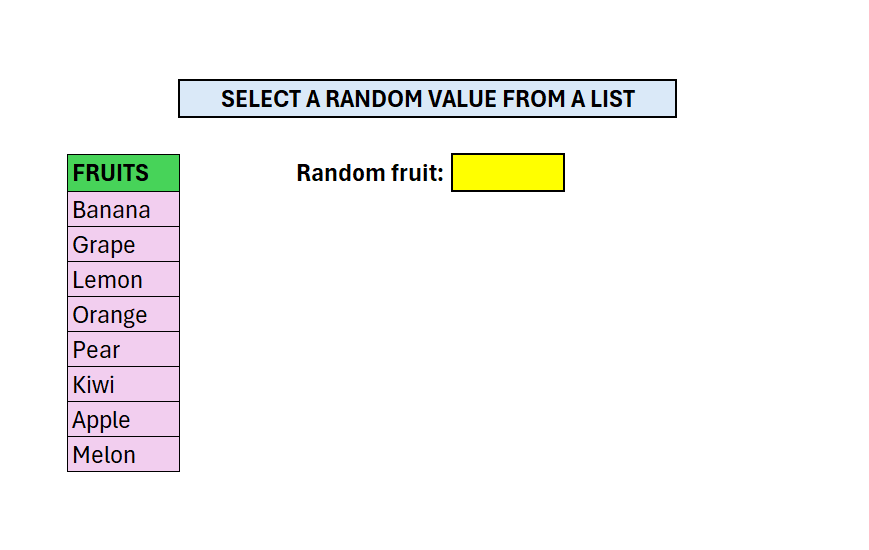 RANDOM VALUE FROM&nbsp;LIST